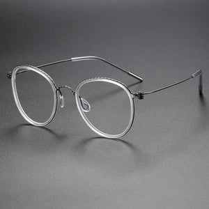 Pure Titanium Glasses Frame for Men Screwless Round Myopia Women Prescription Optical Eyeglasses Eyewear Spectacles Ultralight