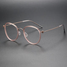 Carica l&#39;immagine nel visualizzatore di Gallery, Pure Titanium Glasses Frame for Men Screwless Round Myopia Women Prescription Optical Eyeglasses Eyewear Spectacles Ultralight
