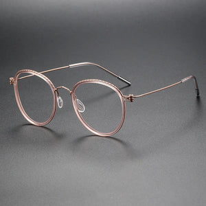 Pure Titanium Glasses Frame for Men Screwless Round Myopia Women Prescription Optical Eyeglasses Eyewear Spectacles Ultralight