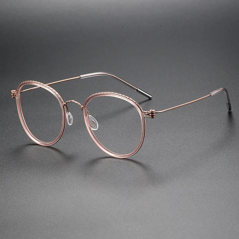 Pure Titanium Glasses Frame for Men Screwless Round Myopia Women Prescription Optical Eyeglasses Eyewear Spectacles Ultralight