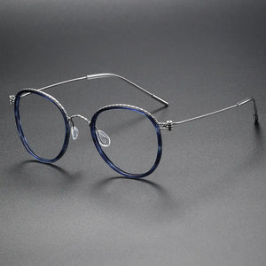 Pure Titanium Glasses Frame for Men Screwless Round Myopia Women Prescription Optical Eyeglasses Eyewear Spectacles Ultralight