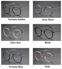 Carica l&#39;immagine nel visualizzatore di Gallery, Pure Titanium Glasses Frame for Men Screwless Round Myopia Women Prescription Optical Eyeglasses Eyewear Spectacles Ultralight