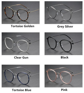 Pure Titanium Glasses Frame for Men Screwless Round Myopia Women Prescription Optical Eyeglasses Eyewear Spectacles Ultralight