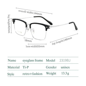 Pure Titanium Glasses Frame with Recipe Men Business Style  Male  Eyeglasses Prescription Man Style 2319BJ