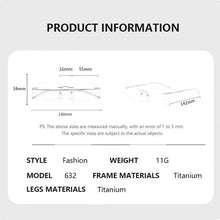 Load image into Gallery viewer, Pure Titanium Glasses Light Blue Reading Glasses Men&#39;s Eye-glasses -1 Luxury Transparent Eyepieces Myopia Bezel Woman Lunette +1