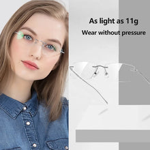 Load image into Gallery viewer, Pure Titanium Glasses Light Blue Reading Glasses Men&#39;s Eye-glasses -1 Luxury Transparent Eyepieces Myopia Bezel Woman Lunette +1