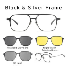 Load image into Gallery viewer, Pure Titanium Magnetic Clip on Glasses Frame Men Myopia Optical Prescription Big Frame Eyeglasses Male 3D Night Vision Polarized