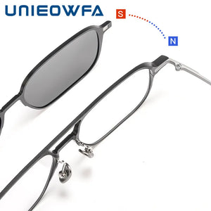 Pure Titanium Magnetic Clip on Glasses Frame Men Myopia Optical Prescription Big Frame Eyeglasses Male 3D Night Vision Polarized