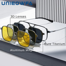 Load image into Gallery viewer, Pure Titanium Magnetic Clip on Glasses Frame Men Myopia Optical Prescription Big Frame Eyeglasses Male 3D Night Vision Polarized