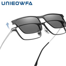 Load image into Gallery viewer, Pure Titanium Magnetic Clip on Glasses Frame Men Myopia Prescription Big Eyeglasses Frame 3 in 1 Night Vision Polarized Eyewear