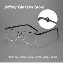 Load image into Gallery viewer, Pure Titanium Men Optical Half Glasses Frame  Square Lightweight Myopia Prescription Eyewear Denmark Brand Eyeglasses