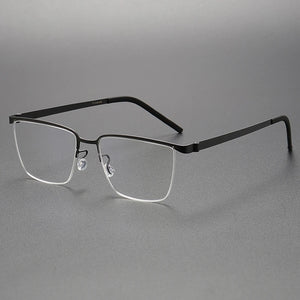 Pure Titanium Men Optical Half Glasses Frame  Square Lightweight Myopia Prescription Eyewear Denmark Brand Eyeglasses