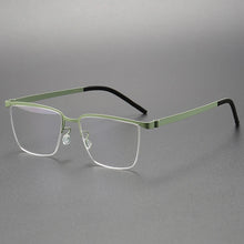 Load image into Gallery viewer, Pure Titanium Men Optical Half Glasses Frame  Square Lightweight Myopia Prescription Eyewear Denmark Brand Eyeglasses