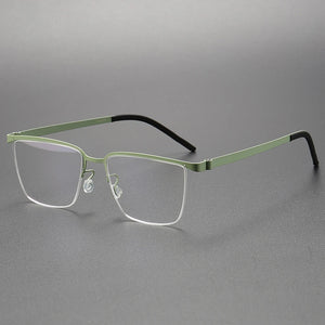 Pure Titanium Men Optical Half Glasses Frame  Square Lightweight Myopia Prescription Eyewear Denmark Brand Eyeglasses