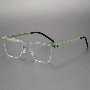Pure Titanium Men Optical Half Glasses Frame  Square Lightweight Myopia Prescription Eyewear Denmark Brand Eyeglasses