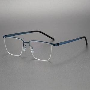 Pure Titanium Men Optical Half Glasses Frame  Square Lightweight Myopia Prescription Eyewear Denmark Brand Eyeglasses