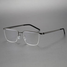 Load image into Gallery viewer, Pure Titanium Men Optical Half Glasses Frame  Square Lightweight Myopia Prescription Eyewear Denmark Brand Eyeglasses