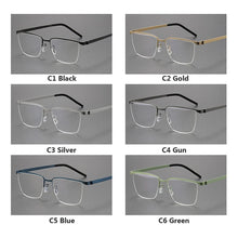 Load image into Gallery viewer, Pure Titanium Men Optical Half Glasses Frame  Square Lightweight Myopia Prescription Eyewear Denmark Brand Eyeglasses