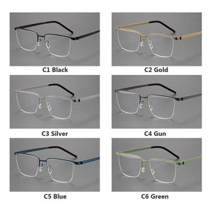 Pure Titanium Men Optical Half Glasses Frame  Square Lightweight Myopia Prescription Eyewear Denmark Brand Eyeglasses