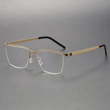 Load image into Gallery viewer, Pure Titanium Men Optical Half Glasses Frame  Square Lightweight Myopia Prescription Eyewear Denmark Brand Eyeglasses