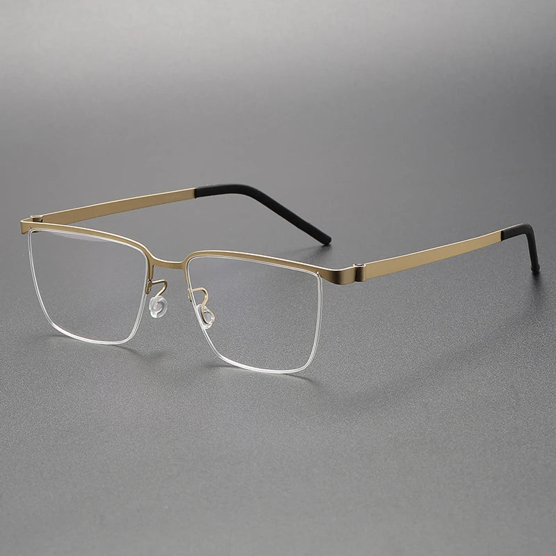 Pure Titanium Men Optical Half Glasses Frame  Square Lightweight Myopia Prescription Eyewear Denmark Brand Eyeglasses