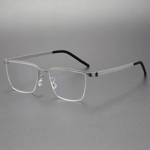Pure Titanium Men Optical Half Glasses Frame  Square Lightweight Myopia Prescription Eyewear Denmark Brand Eyeglasses