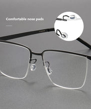 Load image into Gallery viewer, Pure Titanium Men Optical Half Glasses Frame  Square Lightweight Myopia Prescription Eyewear Denmark Brand Eyeglasses