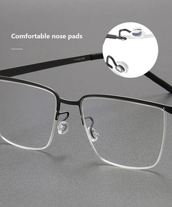 Pure Titanium Men Optical Half Glasses Frame  Square Lightweight Myopia Prescription Eyewear Denmark Brand Eyeglasses