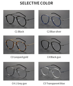 Pure Titanium Pilot Men Glasses Frame Women Optical Myopia Prescription Eyeglasses Frames Retro   Brand Large Size Eyewear