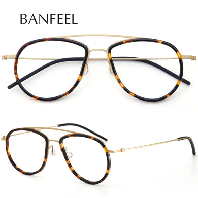 Pure Titanium Pilot Men Glasses Frame Women Optical Myopia Prescription Eyeglasses Frames Retro   Brand Large Size Eyewear