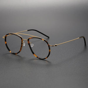 Pure Titanium Pilot Men Glasses Frame Women Optical Myopia Prescription Eyeglasses Frames Retro   Brand Large Size Eyewear