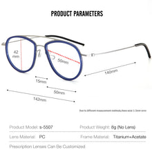 Load image into Gallery viewer, Pure Titanium Pilot Men Glasses Frame Women Optical Myopia Prescription Eyeglasses Frames Retro   Brand Large Size Eyewear
