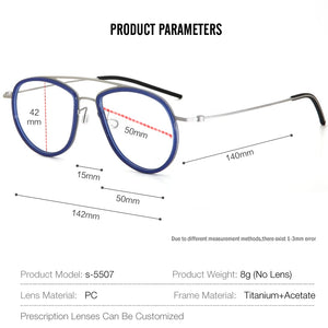 Pure Titanium Pilot Men Glasses Frame Women Optical Myopia Prescription Eyeglasses Frames Retro   Brand Large Size Eyewear