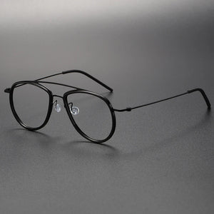 Pure Titanium Pilot Men Glasses Frame Women Optical Myopia Prescription Eyeglasses Frames Retro   Brand Large Size Eyewear