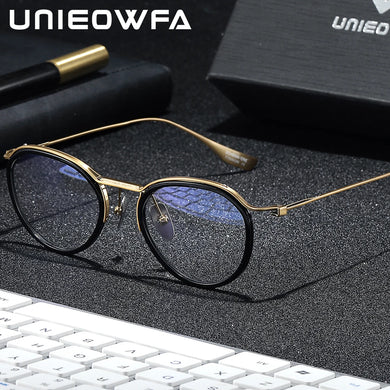 Pure Titanium Retro Optical Glasses Frame Men   Brand Prescription Eyeglasses Frame Male Myopia Acetate Oval Spectacles