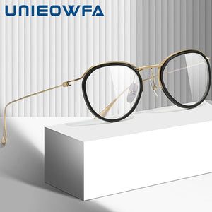 Pure Titanium Retro Optical Glasses Frame Men   Brand Prescription Eyeglasses Frame Male Myopia Acetate Oval Spectacles