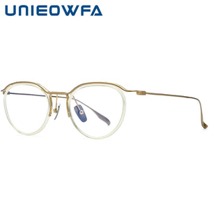 Pure Titanium Retro Optical Glasses Frame Men   Brand Prescription Eyeglasses Frame Male Myopia Acetate Oval Spectacles
