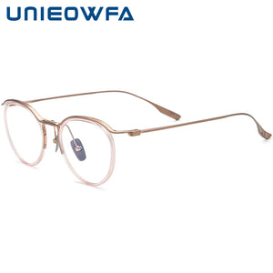 Pure Titanium Retro Optical Glasses Frame Men   Brand Prescription Eyeglasses Frame Male Myopia Acetate Oval Spectacles