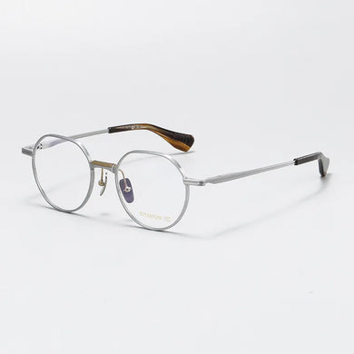Pure Titanium Retro Round Glasses Frame Men Vintage Optical Prescription Eyeglasses for Women    Myopia Eyewear Oculus