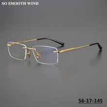 Carica l&#39;immagine nel visualizzatore di Gallery, Pure Titanium Rimless Glasses Frame Ultralight Eyewear Men Square Business Eyeglasses Frames Women Spectacles High Quality Gafas
