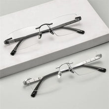 Carica l&#39;immagine nel visualizzatore di Gallery, Pure Titanium Rimless Glasses Frame Ultralight Eyewear Men Square Business Eyeglasses Frames Women Spectacles High Quality Gafas