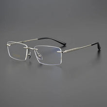 Carica l&#39;immagine nel visualizzatore di Gallery, Pure Titanium Rimless Glasses Frame Ultralight Eyewear Men Square Business Eyeglasses Frames Women Spectacles High Quality Gafas