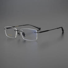Carica l&#39;immagine nel visualizzatore di Gallery, Pure Titanium Rimless Glasses Frame Ultralight Eyewear Men Square Business Eyeglasses Frames Women Spectacles High Quality Gafas