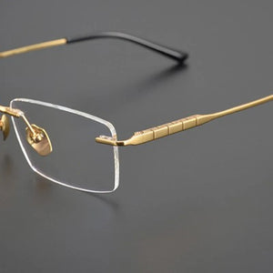 Pure Titanium Rimless Glasses Frame Ultralight Eyewear Men Square Business Eyeglasses Frames Women Spectacles High Quality Gafas