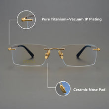 Carica l&#39;immagine nel visualizzatore di Gallery, Pure Titanium Rimless Glasses Frame Ultralight Eyewear Men Square Business Eyeglasses Frames Women Spectacles High Quality Gafas