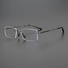 Carica l&#39;immagine nel visualizzatore di Gallery, Pure Titanium Rimless Glasses Frame Ultralight Eyewear Men Square Business Eyeglasses Frames Women Spectacles High Quality Gafas