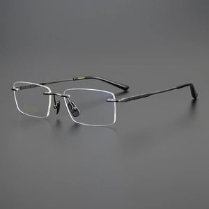 Pure Titanium Rimless Glasses Frame Ultralight Eyewear Men Square Business Eyeglasses Frames Women Spectacles High Quality Gafas