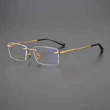 Carica l&#39;immagine nel visualizzatore di Gallery, Pure Titanium Rimless Glasses Frame Ultralight Eyewear Men Square Business Eyeglasses Frames Women Spectacles High Quality Gafas