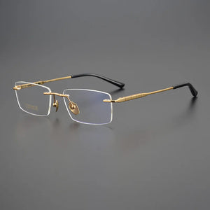 Pure Titanium Rimless Glasses Frame Ultralight Eyewear Men Square Business Eyeglasses Frames Women Spectacles High Quality Gafas
