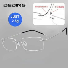 Load image into Gallery viewer, Pure Titanium Rimless Glasses Frames Men Women Ultralight Optical Eyeglasses Myopia Hyperopia Eyewear DD1625
